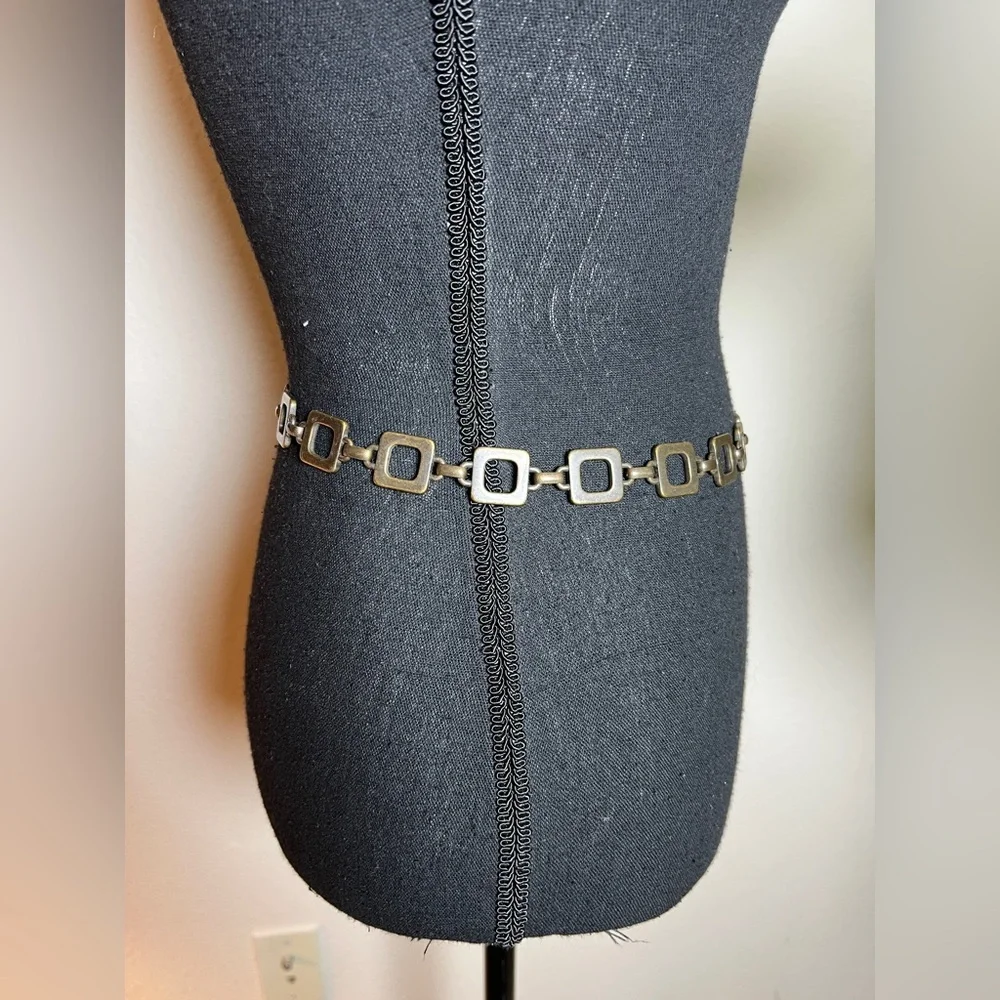 Women’s Antique Brushed Copper Color Square Chain Link Adjustable Belt